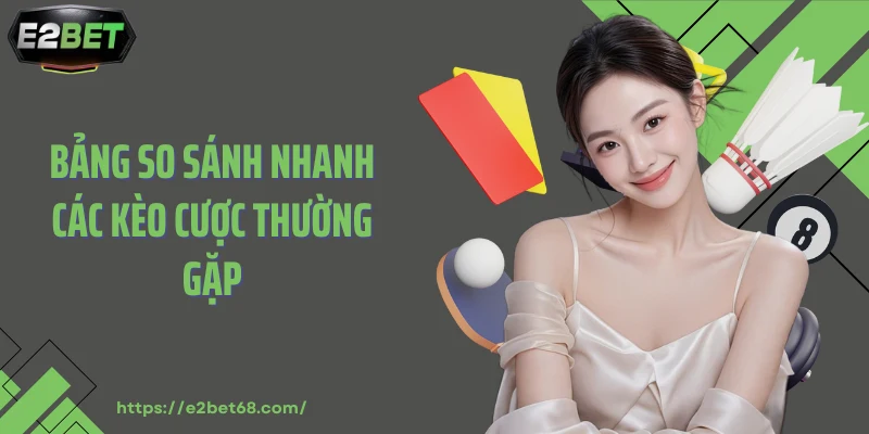 Bảng so sánh nhanh các kèo cược thường gặp